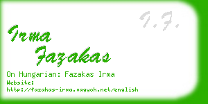 irma fazakas business card